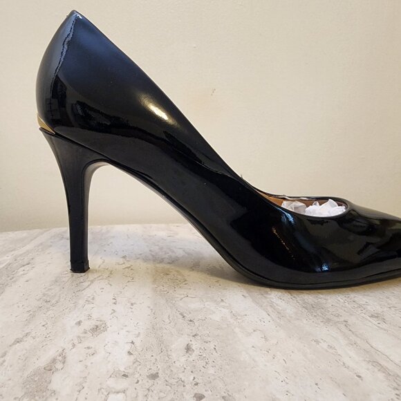 Calvin Klein Womens Gayle Poi Black Patent 10M - A005 - Picture 5 of 11